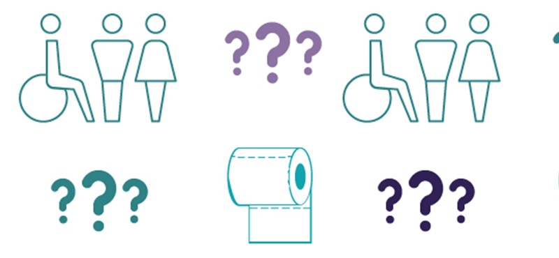 Graphic showing toilet signs and toilet features.