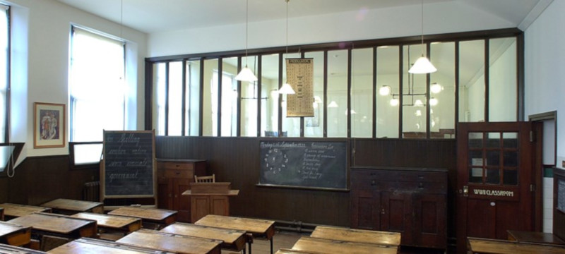 Photo of a classroom at Scotland Street School Museum.