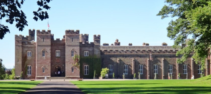 Photo of Scone Palace from the outside.