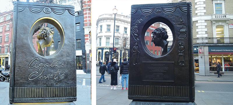 TThe front and back of the Agatha Christie memorial