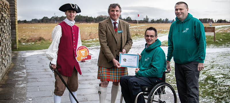 Image of Paul and Ian presenting Culloden Battlefield with their award