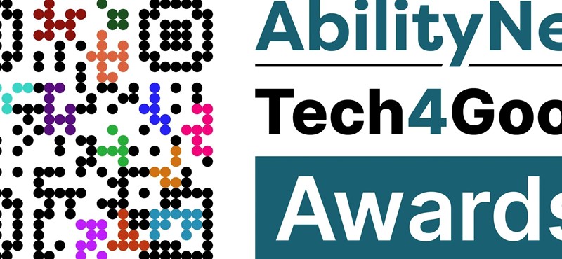 A graphic design of the Tech4Good Awards branding and logo