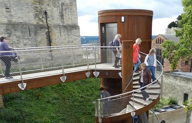 Photo of a lift and staircase at Lincoln Castle.
