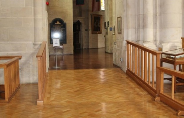 Photo of a ramp inside a place of worship.