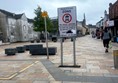 Sign showing that Kilwinning high street is pedestrianised