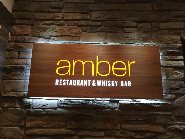 Amber Restaurant at the Scotch Whisky Experience sign