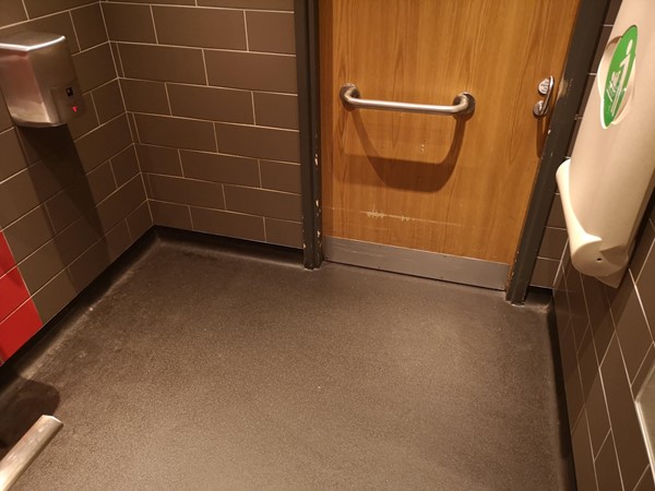 picture showing the limited space available to move around inside the accessible toilet