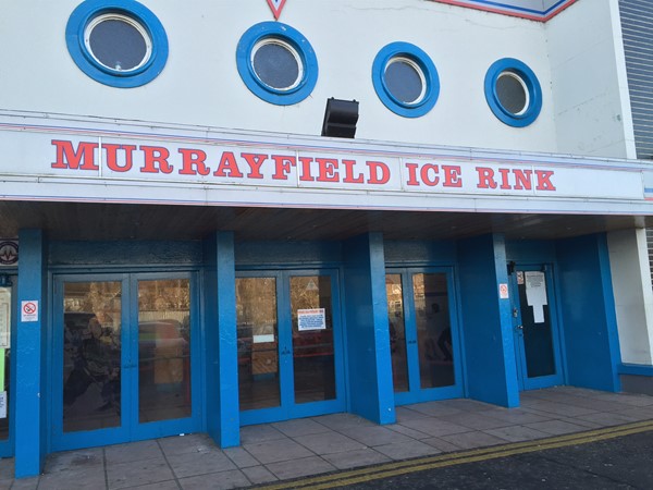 The front doors of Murrayfield Ice Rink