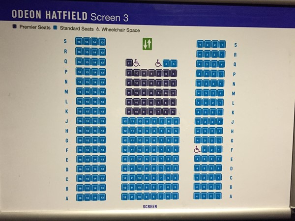 Picture of the Odeon Hatfield - Floorpan showing wheelchair spaces at the Odeon Cinema at the Galleria in Hatfield