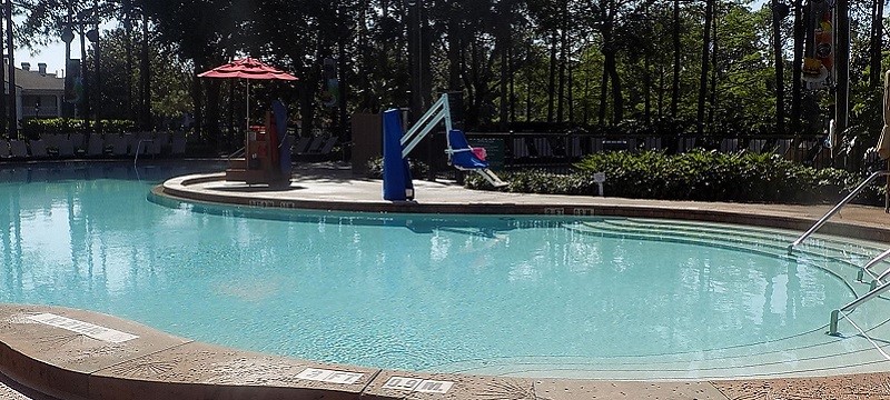 Photo of pool with hoist.