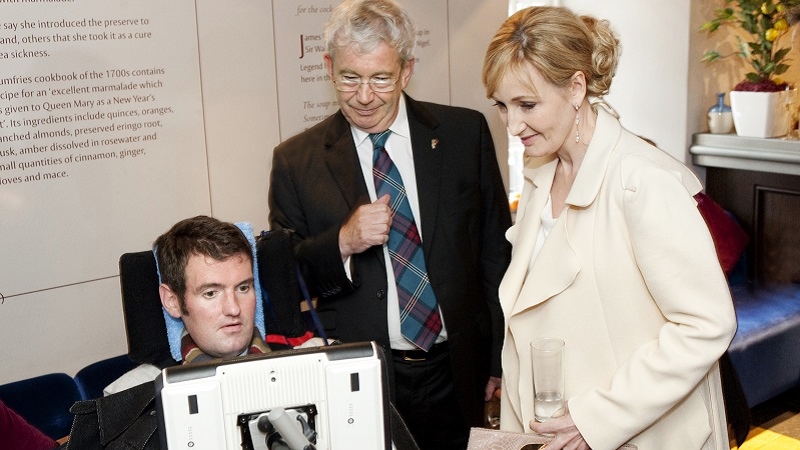 Photo of Euan with JK Rowling.