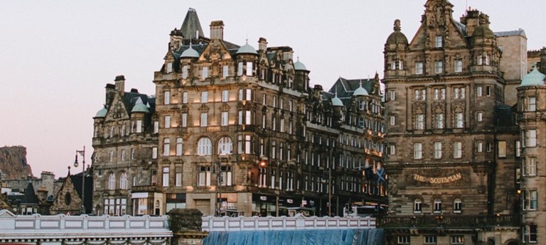 A photo of Edinburgh's Old Town buildings.