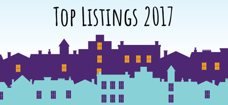 Illustration of buildings saying "Top Listings 2017".