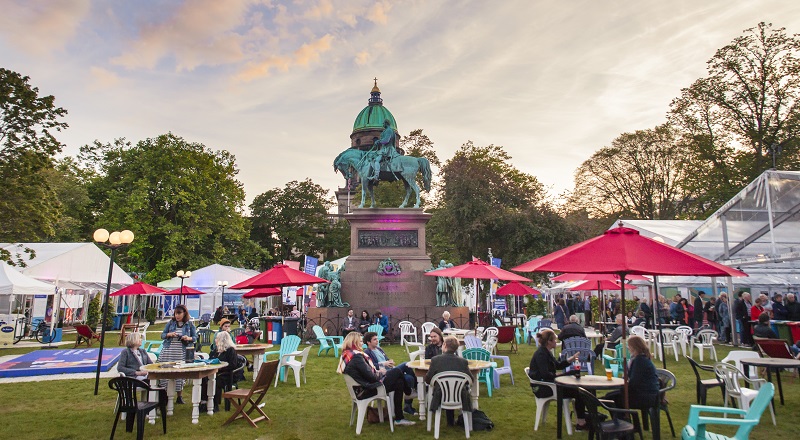 Photo of the festival in the sunset.