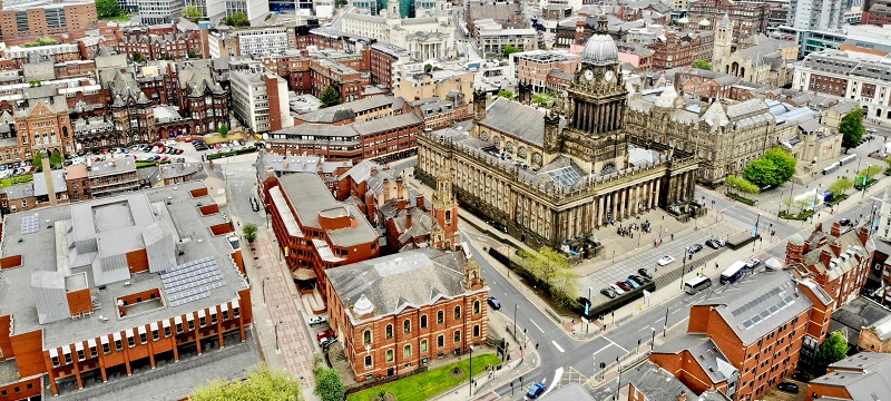 An aerial view of Leeds.
