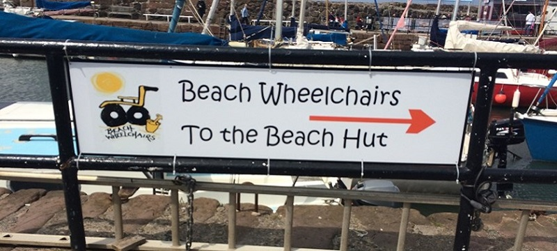 Photo of Beach Wheelchairs signage.