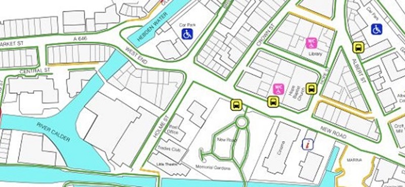 Photo of the Hebden Bridge access map.