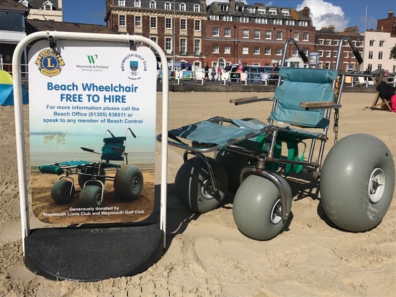 Photo of a beach wheelchair in Weymouth.