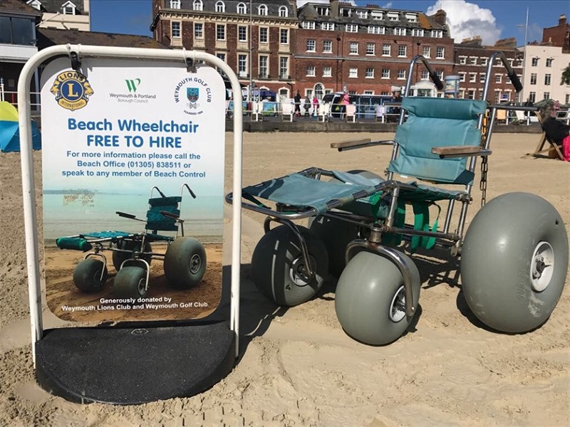 Photo of a beach wheelchair in Weymouth.