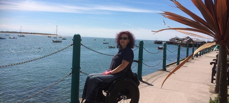 Photo of a wheelchair user at Aberdyfi Village.