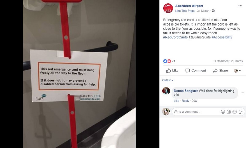 Screenshot of Aberdeen Airport's post.