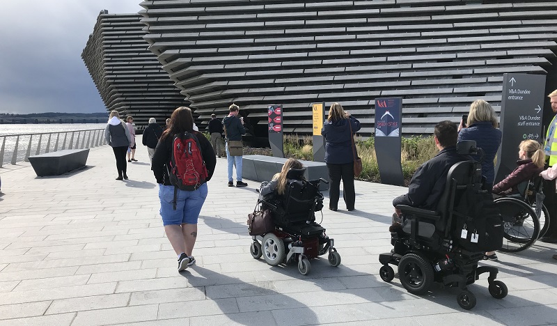 Photo of Ambassadors outside the V&A Dundee.