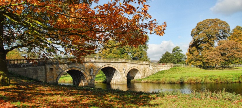 Photo of Chatsworth House gardens in autumn.