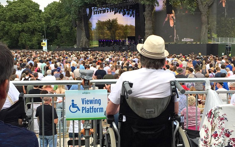 Photo of the view from the British Summertime Festival viewing platform.