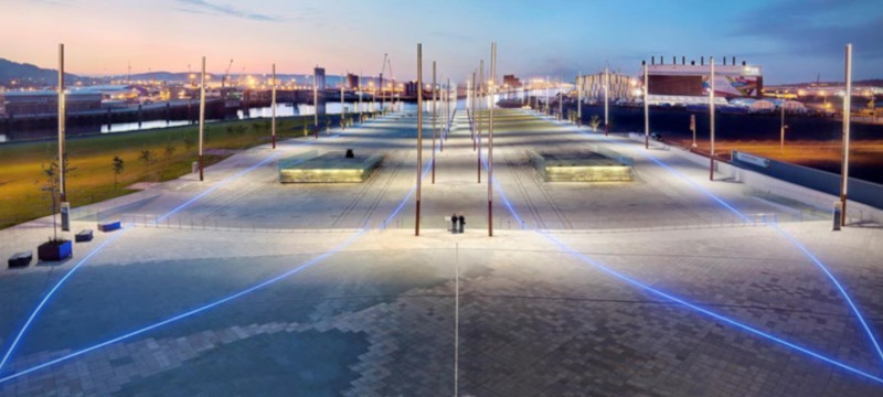 Photo of the Titanic Experience slipway area.