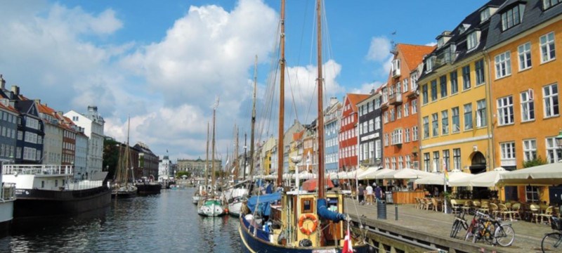 Photo showing yachts moored in Nyhavn, Copenhagen.