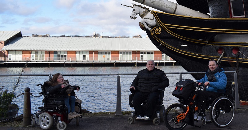 Photo of Euan's Guide Ambassadors outside HMS Unicorn.