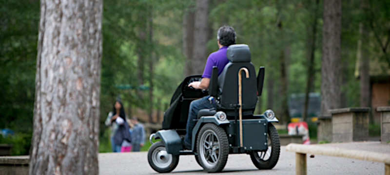 Photo of an off-road scooter in a car park at Moors Valley.