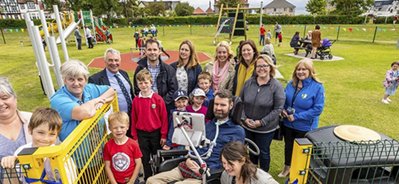 Photo of Euan opening Lundin Links Play Park.