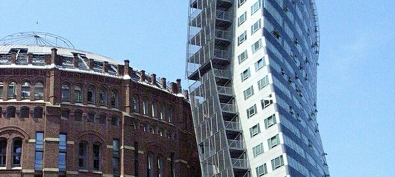 Photo of exterior of Gasometer, Austria.