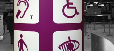 Access signage at an airport.