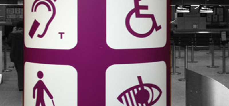 Access signage at an airport.