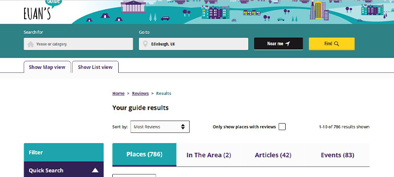 Photo of Euan's Guide results.