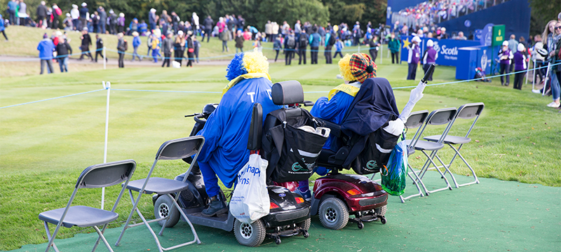 Photo of spectators at an accessible viewing area at the Solheim Cup © VisitScotland/Kenny Lam.