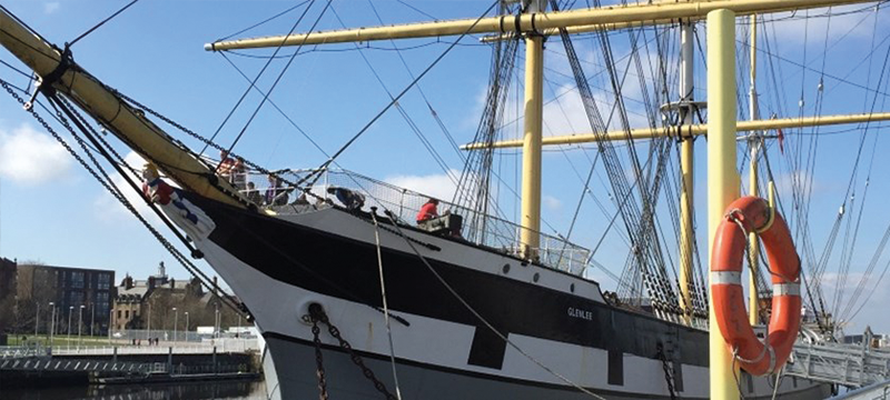 Image of the Tall Ship docked at the Clyde.