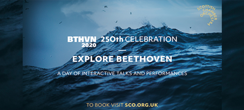 Poster image for Explore Beethoven with a background of the sea.