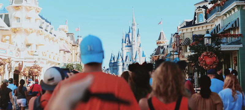Image of crowds of people at a Disney resort