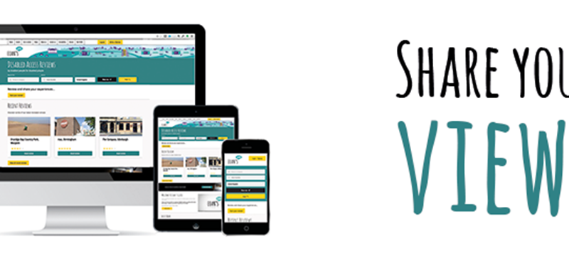 Image of desktop computer, tablet and mobile phone with the Euan's Guide homepage on. Off to the right "Share Your Views" is in large text.