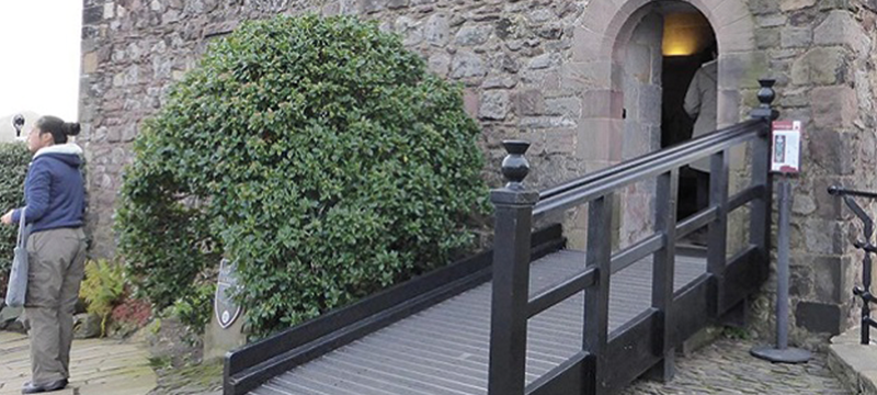 A ramp providing access to a historic building.