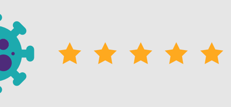 Graphic of Coronavirus next to a 5 star Euan's Guide rating scale.