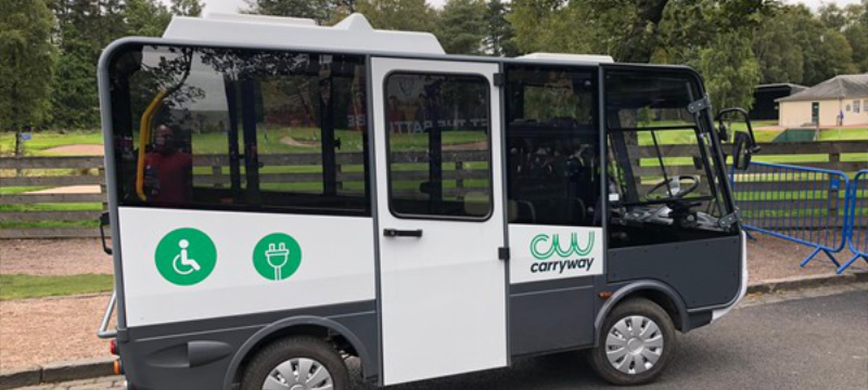 A small vehicle that is designed to accommodate wheelchair users.