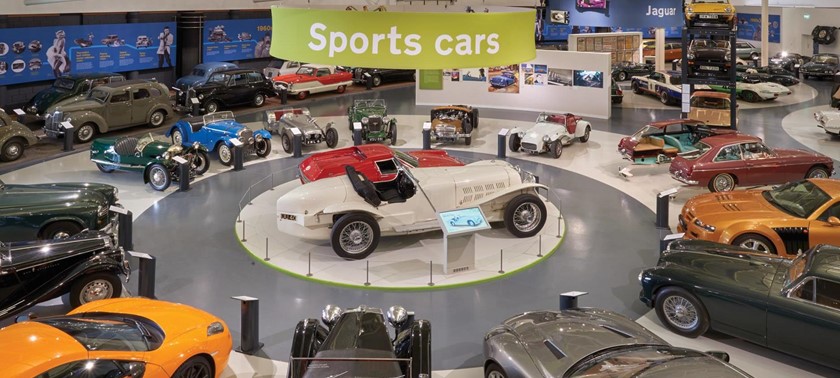 Loads of sports cars at the British Motor Museum