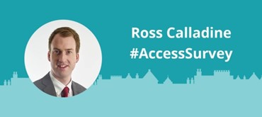 Graphic with photo inset of Ross Calladine and text "Ross Calladine  #AccessSurvey"