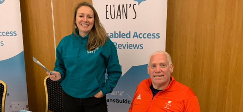 Euan’s Guide Managing Director Antonia Lee-Bapty with Euan’s Guide Ambassador and Paralympian Gary Smith.