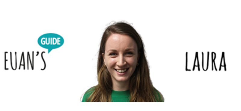 Image of Laura smiling against a white background. Her name is in black lettering.