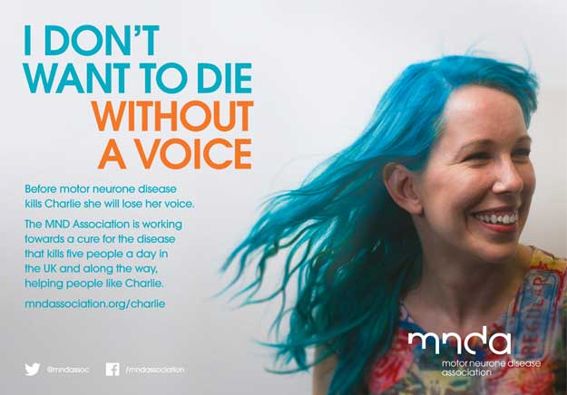 A poster about MND and voice loss